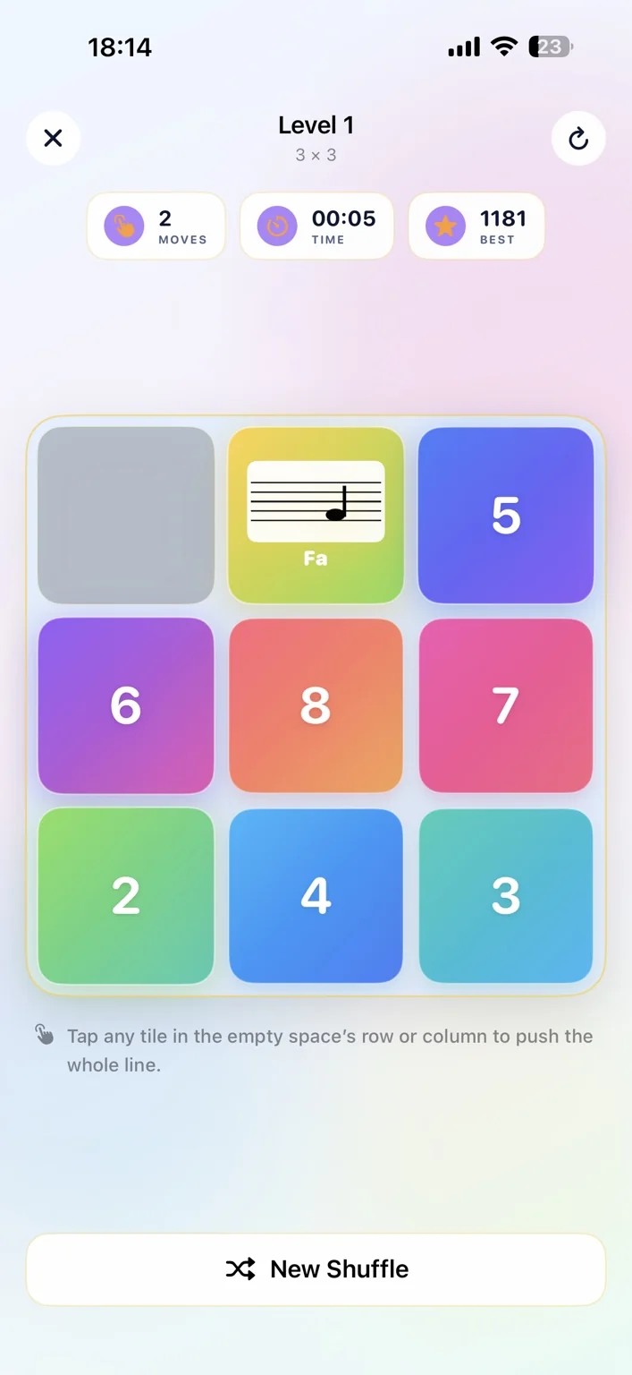 PuzzleFold colorful musical sliding puzzle gameplay